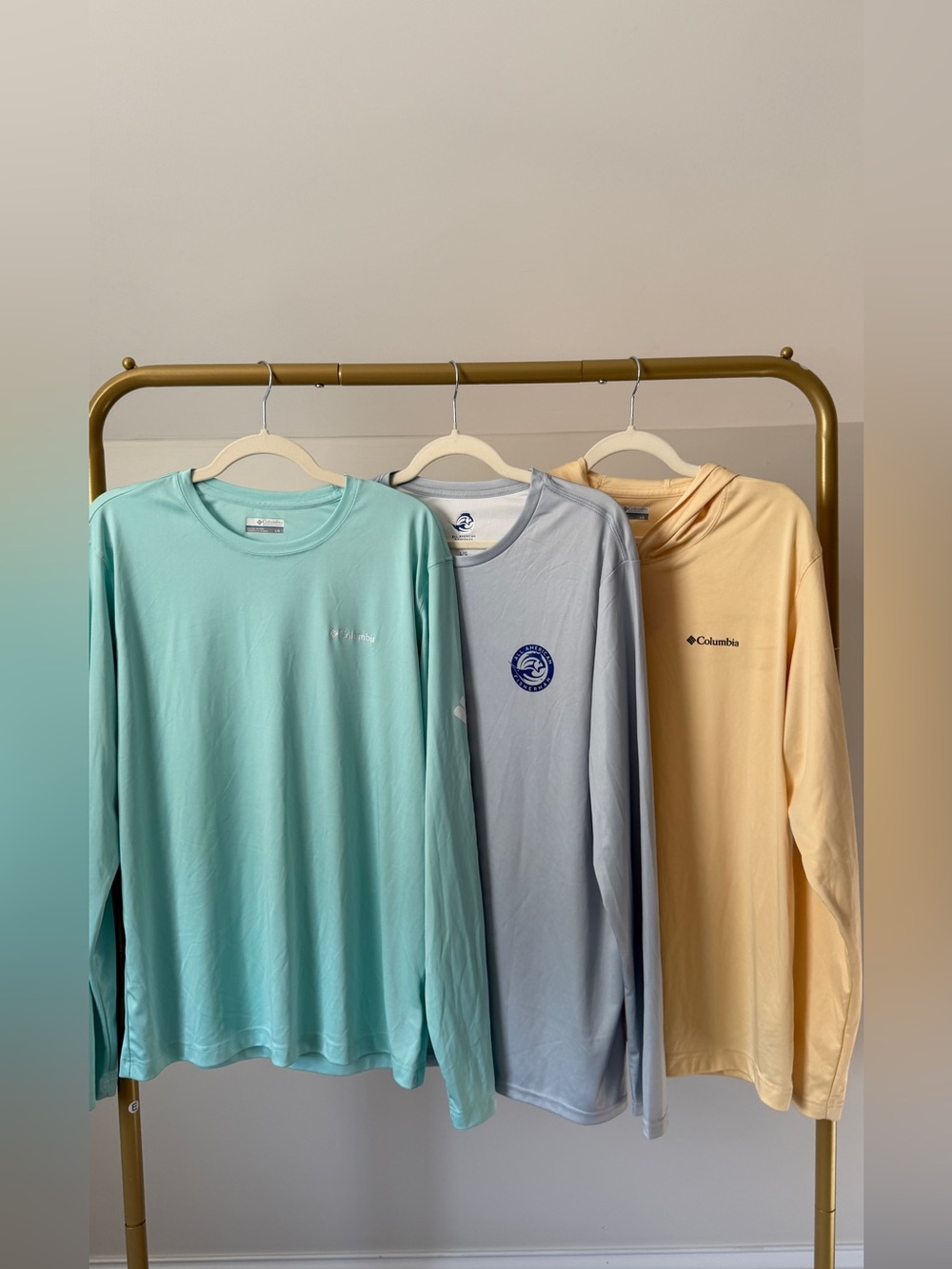 Lot of 3 Columbia and All American Fisherman Men's Long-Sleeve UPF Shirts Sz L